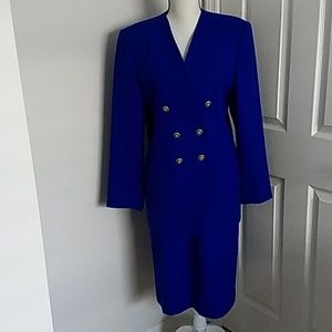 Women's Royal Blue Kasper For ASL Skirt Wool Suit